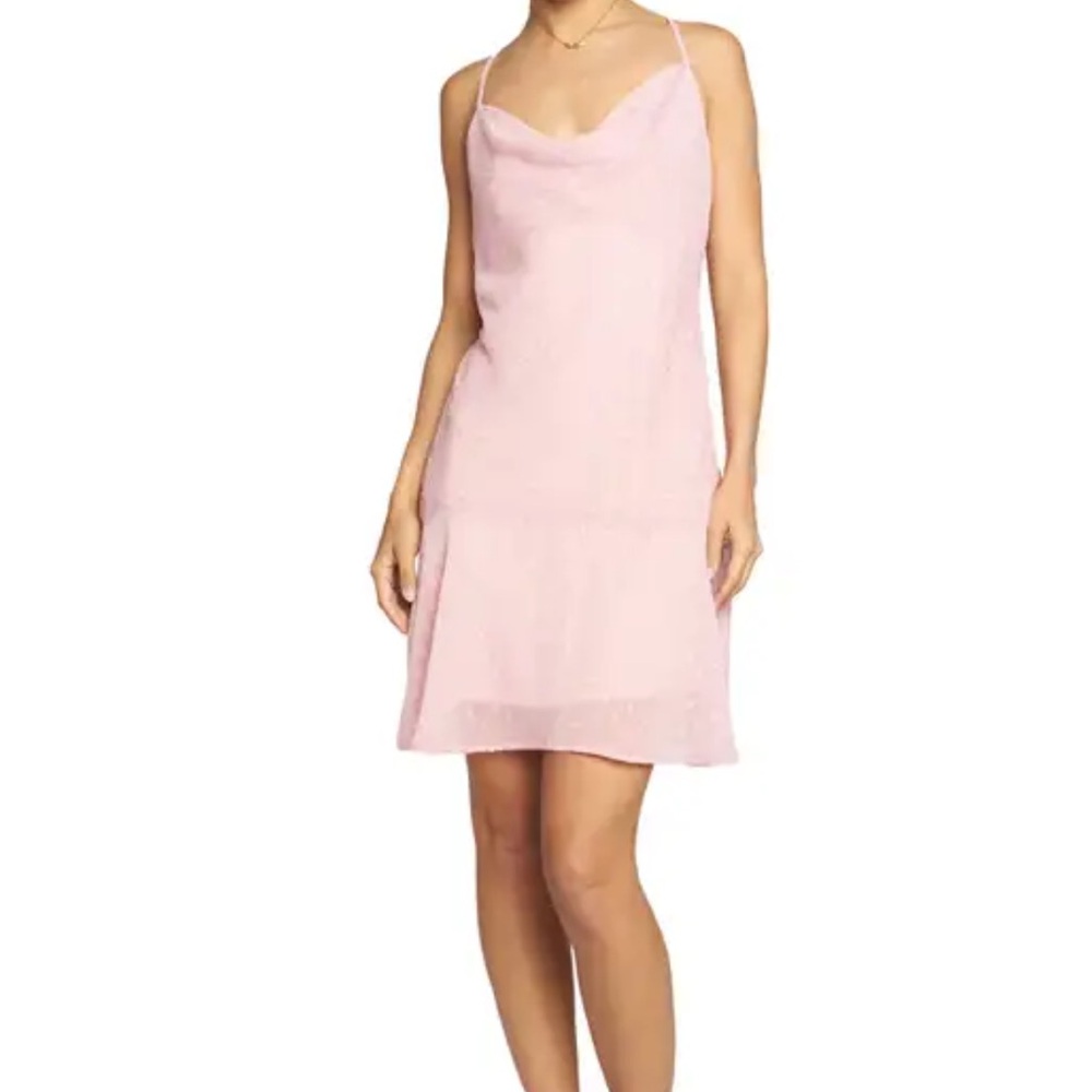 Blush Pink clip dot chiffon minidress NWT